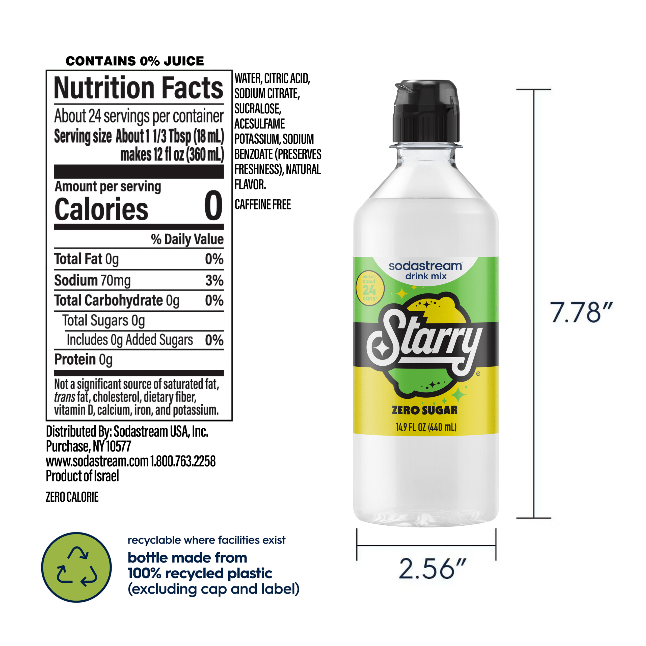 Sodastream STARRY? Lemon Lime Zero Sugar Drink Mix 440ml - Image 6